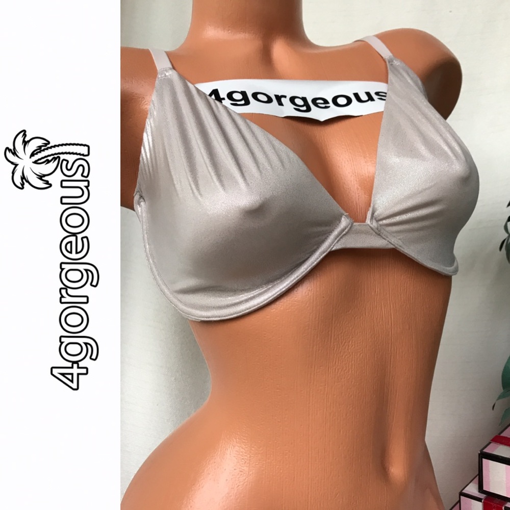 Victoria’s Secret 34 36 38 BODY BY VICTORIA SHINE SILVER PLUNGE UNLINED BRA